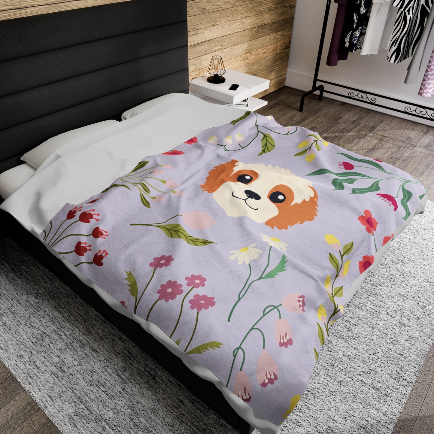 Wildflower Poodle Plush Blanket