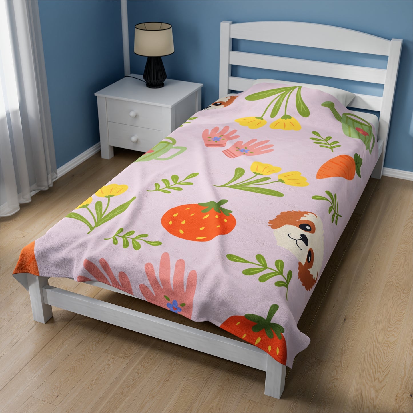 Gardening Fruit Pup Plush Blanket