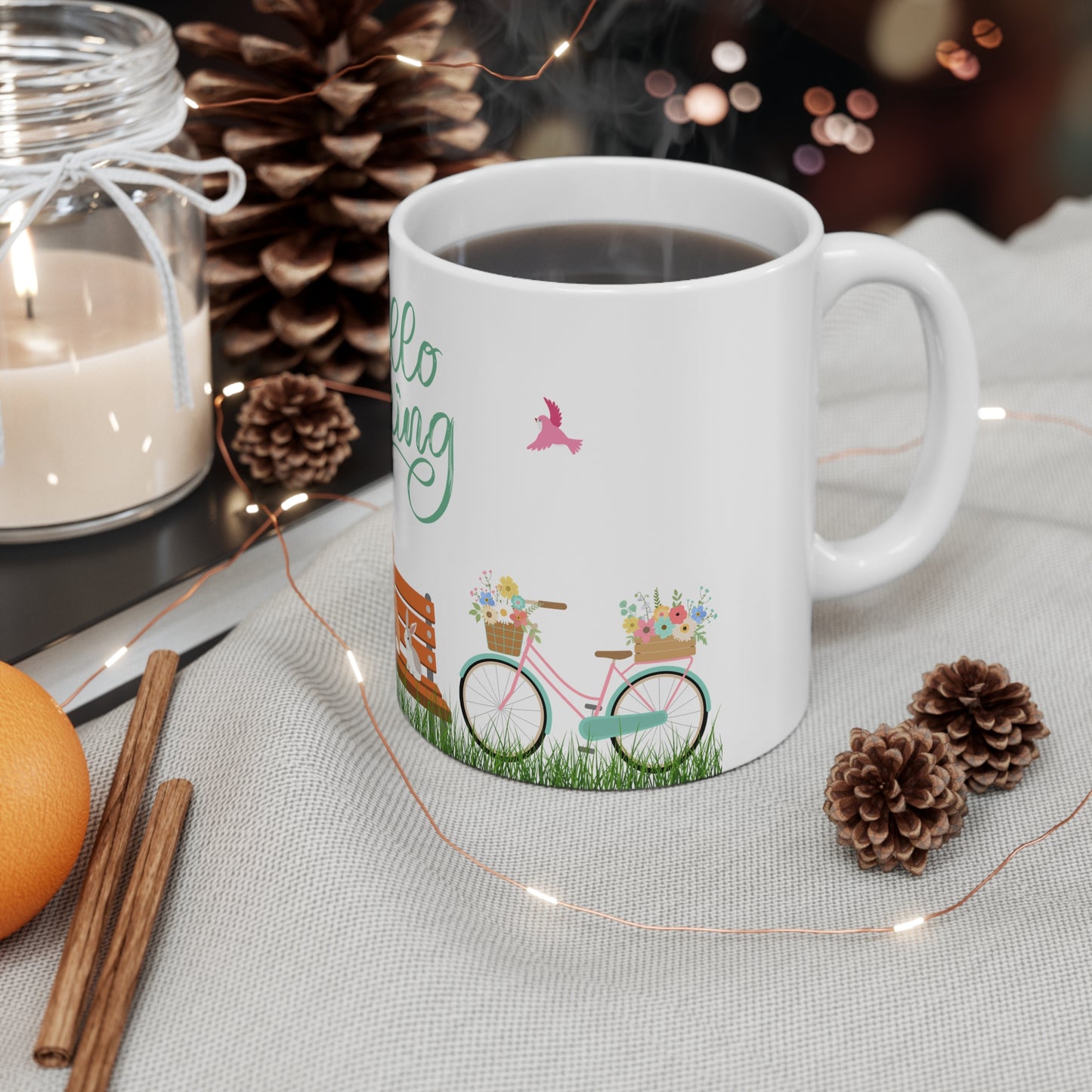 Hello Spring Doodle Ceramic Mug