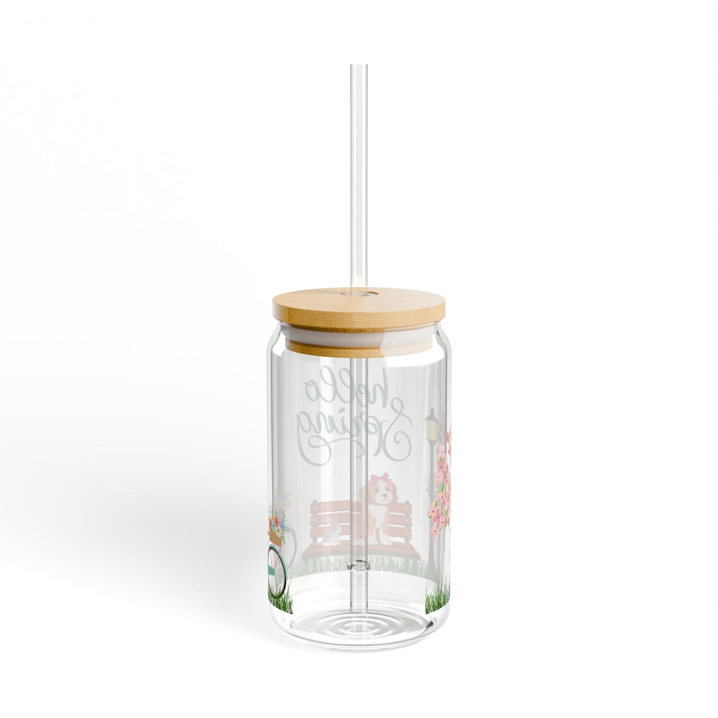 Hello Spring Doodle Sipper Glass