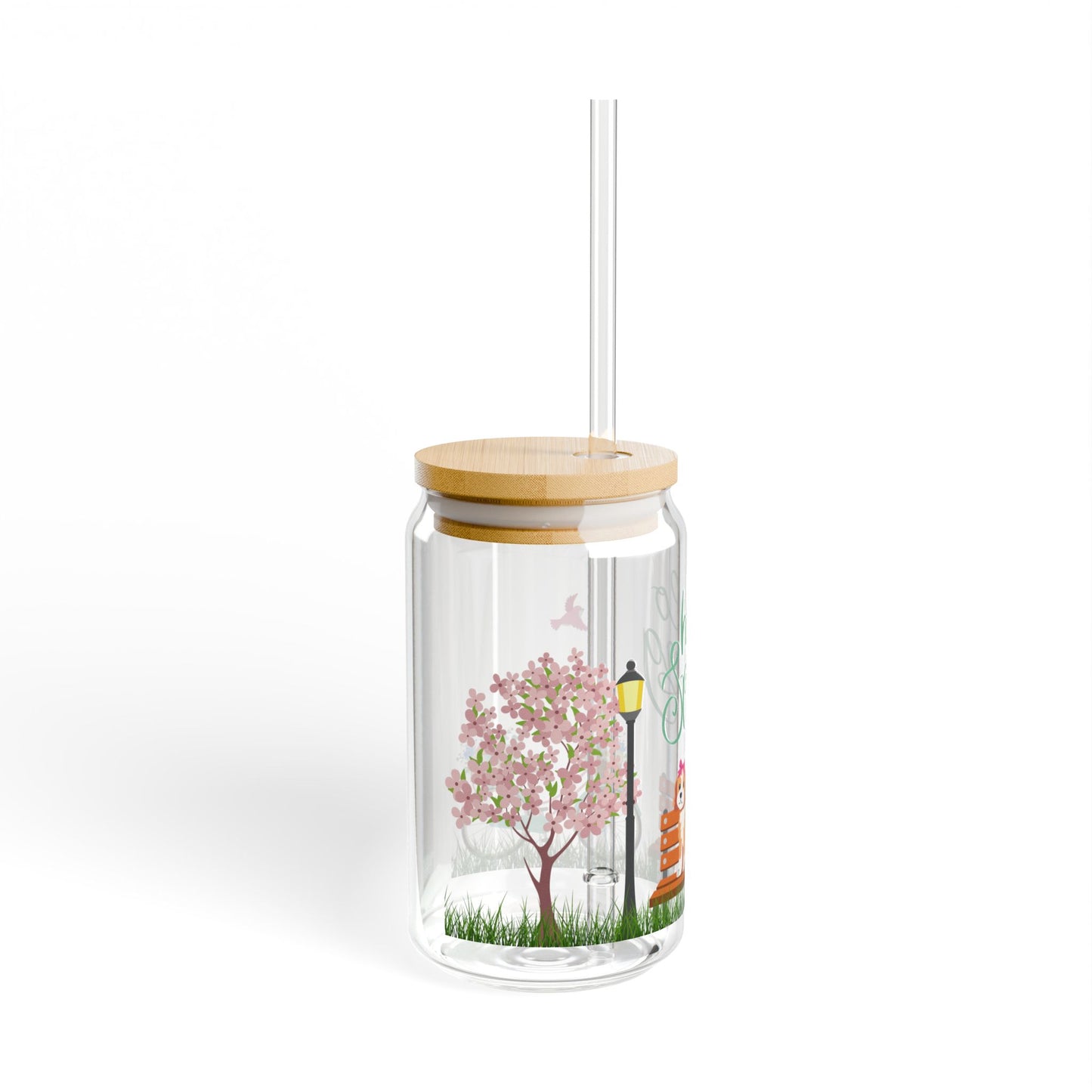 Hello Spring Doodle Sipper Glass