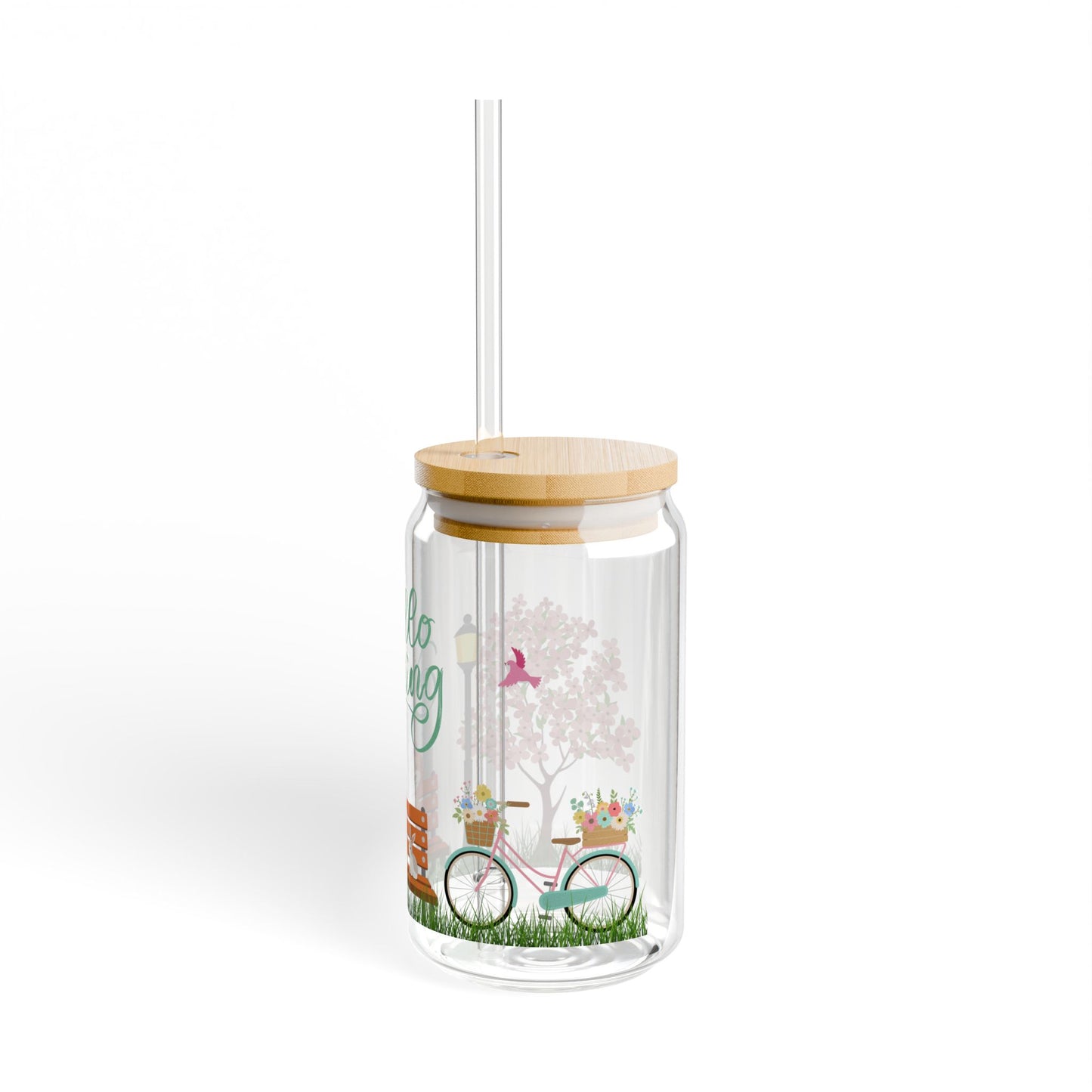 Hello Spring Doodle Sipper Glass
