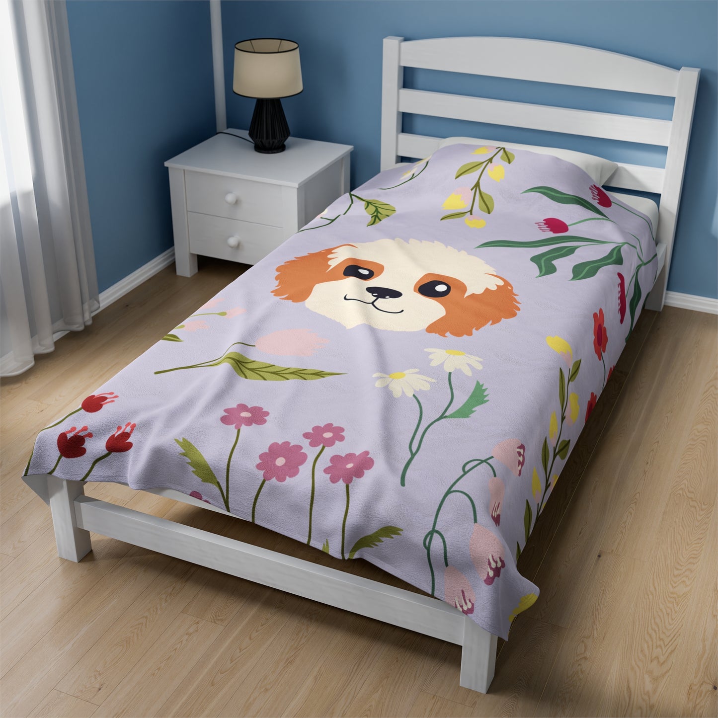 Wildflower Poodle Plush Blanket