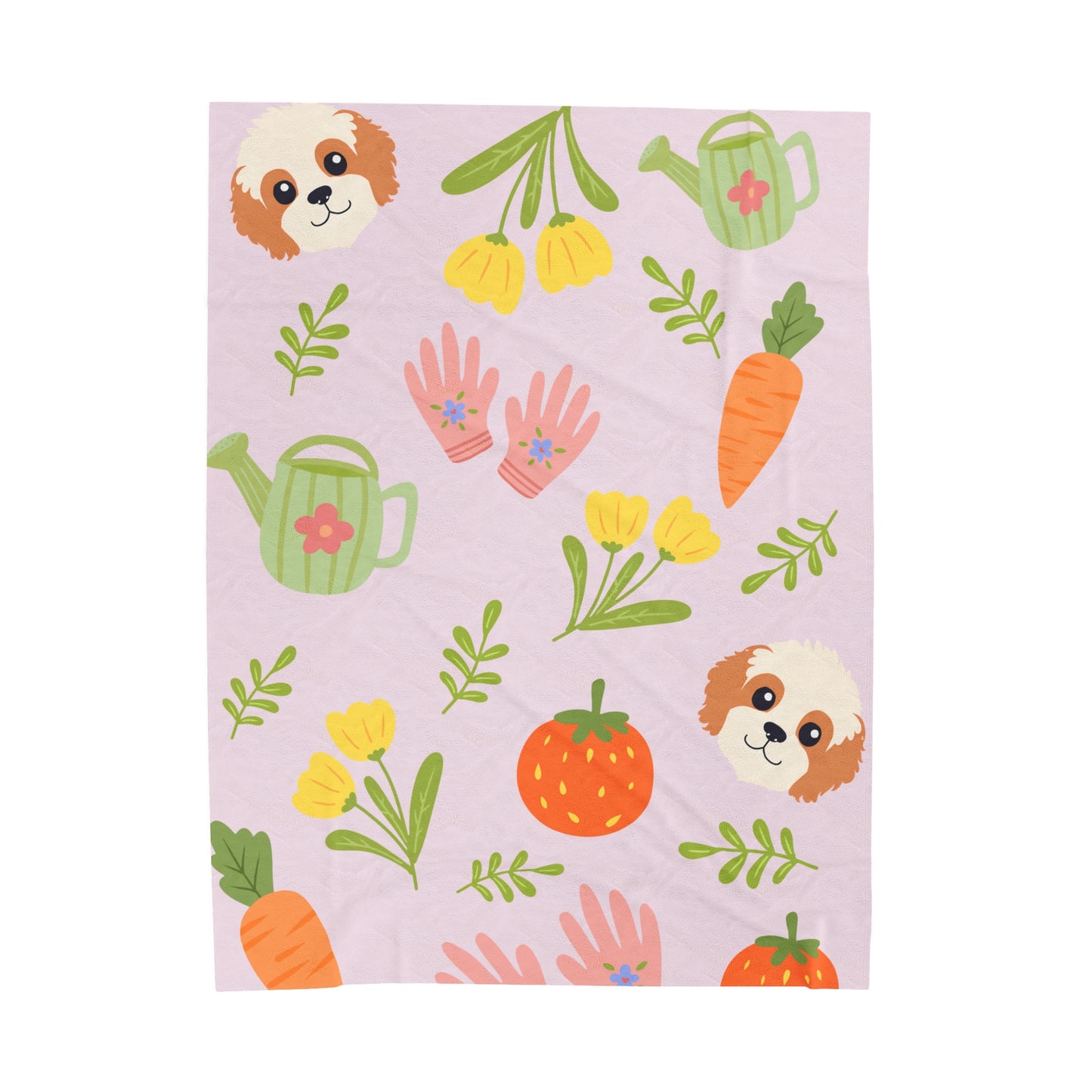 Gardening Fruit Pup Plush Blanket