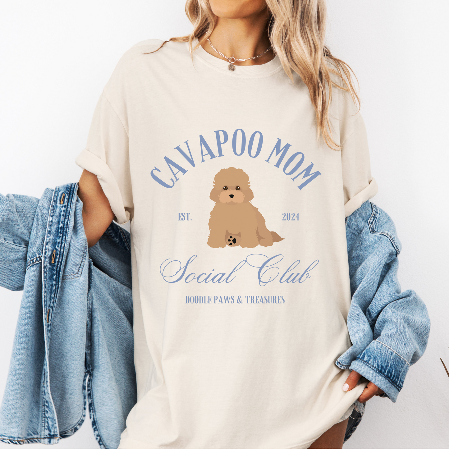Cavapoo Mom Social Club - Comfort Colors T-Shirt (Oversized Fit)