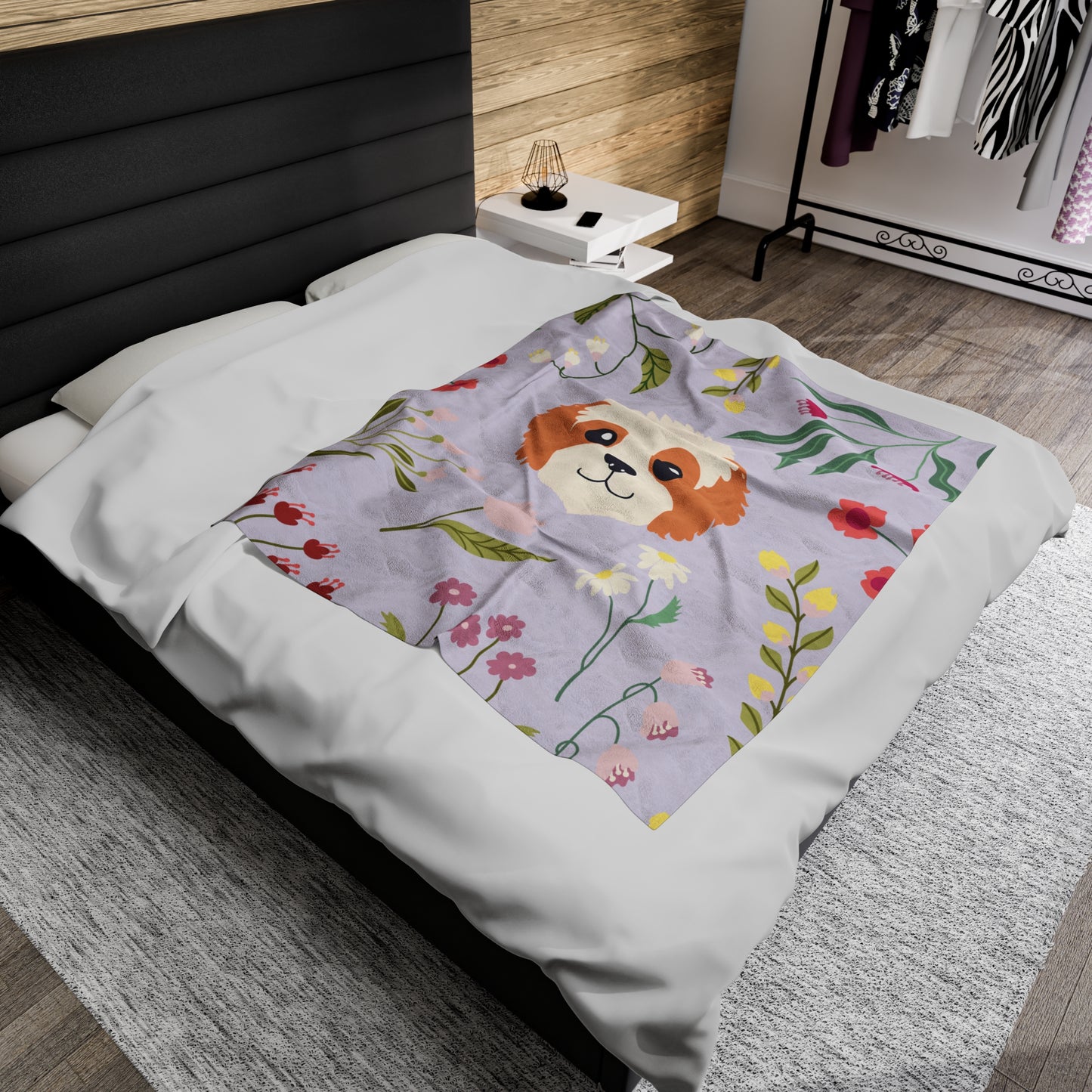 Wildflower Poodle Plush Blanket