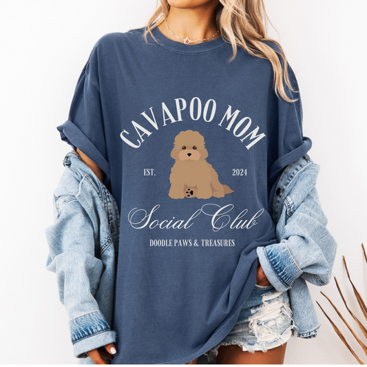 Cavapoo Mom Social Club - Comfort Colors T-Shirt (Oversized Fit)